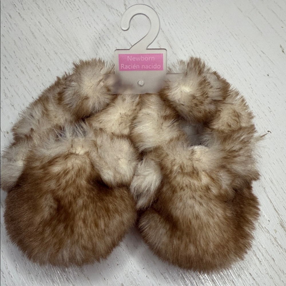 Carter's Cozy Newborn Booties in Brown and Cream